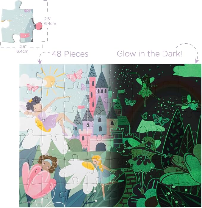 Stephen Joseph, Glow in the Dark Puzzle – Includes 48 Glow in the Dark Puzzle, Jigsaw Puzzle for Girls & Boys 3+ Years, Fairy Princess