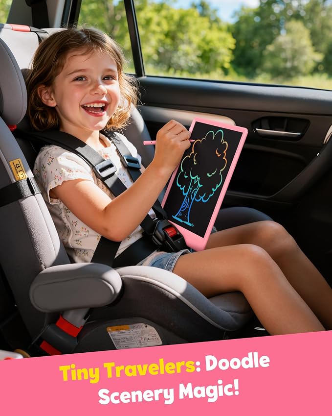 TEKFUN LCD Writing Tablet for Kids, 10-inch Coloring Drawing Pad, Mess Free Doodle Board, Christmas Gifts for Girls and Toddlers, Toys for 3 4 5 6 7 8 Year Old Boys (Pink) (Pack of 2)