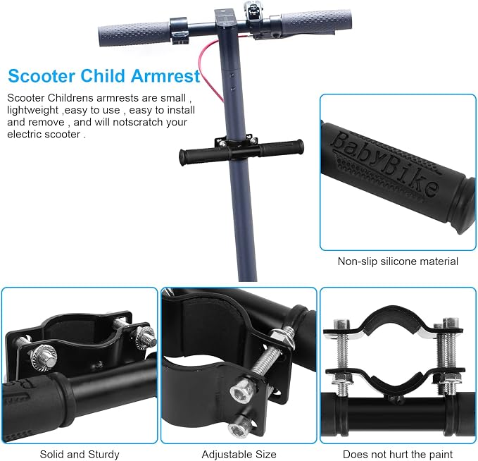 Ainiv Electric Scooter Handlebar for Kids, Child Safe Handrail, Adjustable Children's Handle Grip, Aluminum Alloy Armrest Handle Bar for Xiaomi Mijia M365 Electric Scooter Skateboard Accessory Parts