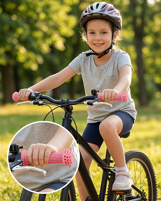 100mm Kids Bike Grips - Bicycle Handlebar Grips with Mushroom Pattern for Kick Scooters, Balance Bikes, and Bikes