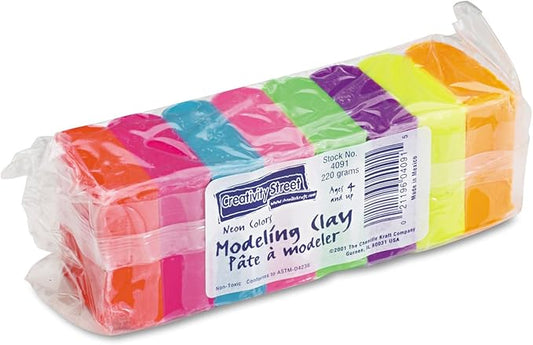Creativity Street Modeling Clay Assortment, 27.5 G Of Each Color, Assorted Neon, 220 G