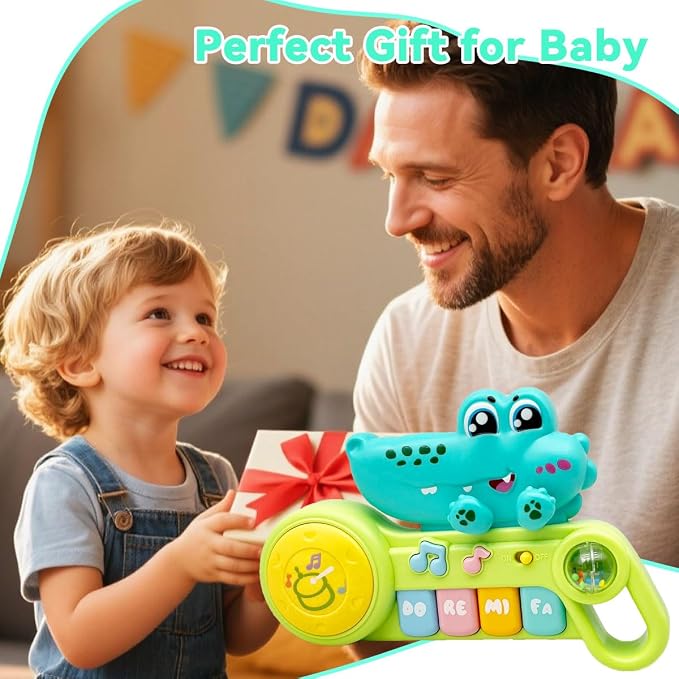 Cute Crocodile Piano for Baby Musical Toys 18M+, Early Learning Light up Music Keyboard Infant Toy Perfect Christmas Birthday Gifts for Boy & Girl Age 2 3 Years Old (Cute Crocodile)