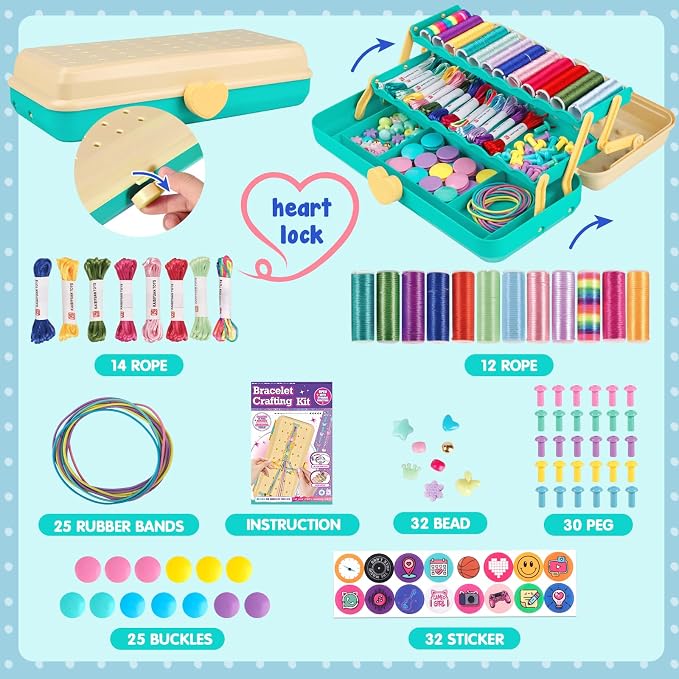 TingingYuli Friendship Bracelet Making Kit for Girls Ages 8-12, DIY String Bracelet Maker with 3-Layer Storage Box, Jewelry Making Kit Arts and Crafts Toy Gift for Kids Ages 6-12