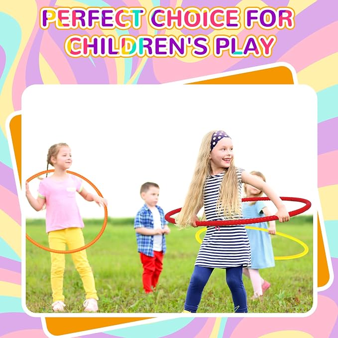 Sratte 12 Pcs Toy Hoop for Kid Detachable Adjustable Toy Hoop Colored Exercise Ring Plastic Circle for Kid Teen Gymnastics Equipment Require Self Assembly(28 Inch,Warm Colors)