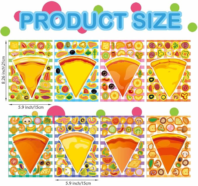 24 Sheets Make a Pizza Stickers for Kids, Make Your Own Stickers | Pizza Parties Cute Party Favors Decorations, DIY Arts Birthday Games Family Night
