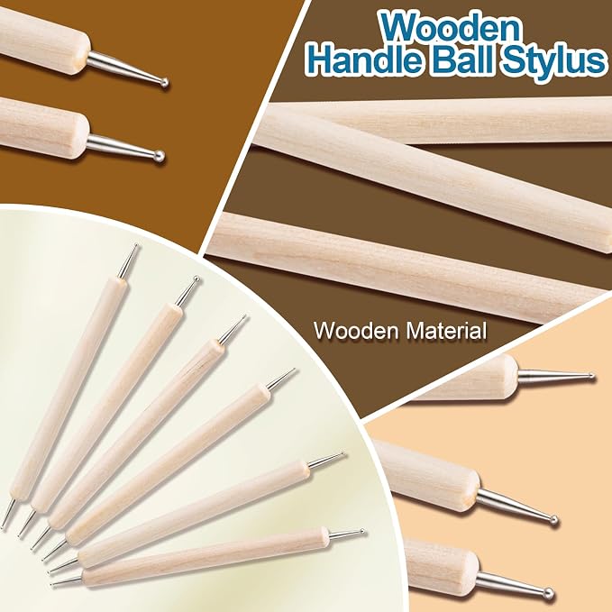 Amrules 14Pcs Dotting Styluses Tools with Box, Double Side Stainless Steel Ball Head Dot Art Kit for Clay Modeling, Rock Painting, Pottery Embossing, Nail Art, Practical Dotting Tool for Adults