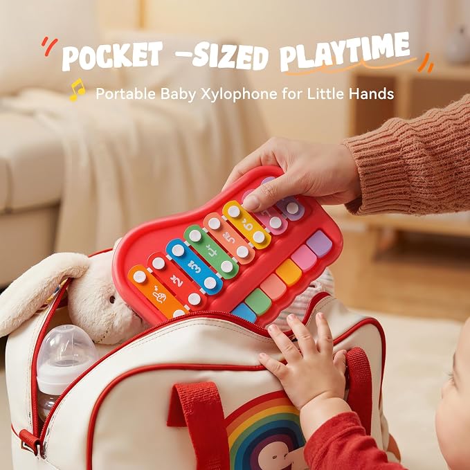 Gleesfun 2005 2-in-1 Baby Piano & Xylophone for Toddlers 1-3 Years | Portable Musical Toy, Educational Music Learning Instrument, Includes Mallet, Sensory Fun, For Home & Travel