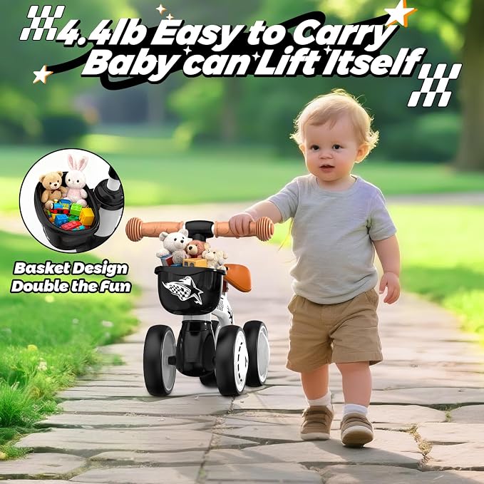 Baby Balance Bike Ride on Toys for 1 2 Year Old, Toddler Bike, First Birthday Gifts for 1 2 Year Old Boys Girls, Colorful Lighting Silent Wheels, No Pedal, Safe Baby First Bike
