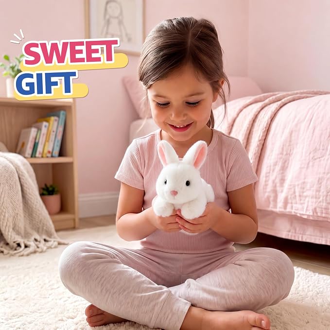 PEACH CAT Easter Bunny Stuffed Animal Cute Plushies White Rabbit Plush Toys Birthday Easter Gifts for Girls Boys Kids