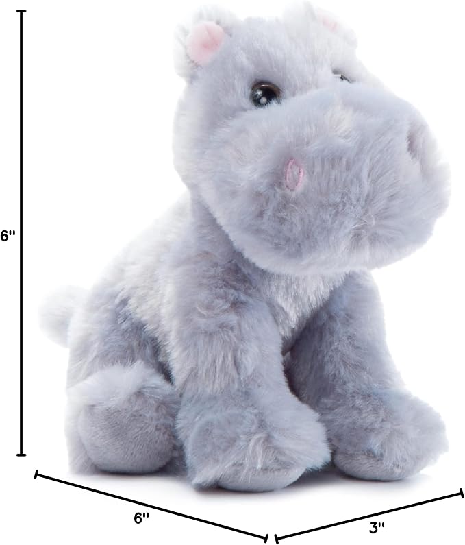 The Petting Zoo Hippo Stuffed Animal Plushie, Gifts for Kids, Wild Onez Babiez Zoo Animals, Hippo Plush Toy 6 inches