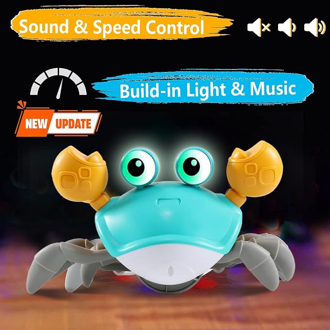 Crawling Crab Baby Toys 6–12 Months, Tummy Time Toys for Babies with Music and Lights, Interactive Infant toy for Crawling, Walking and Early Development, 1st Birthday Gift for Toddlers 1–3