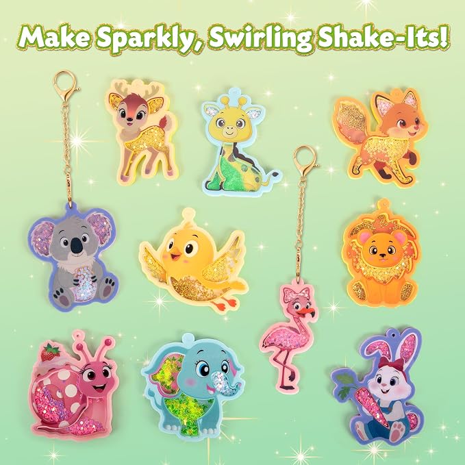 BoxNoble Shake-its Glitter Craft Kits, DIY Art Kit for Kids - Fun Shake Art Supplies, Creative Arts and Crafts Activity Gifts for Girls & Boys Ages 4 5 6 7 8 9 (Animals Friends)