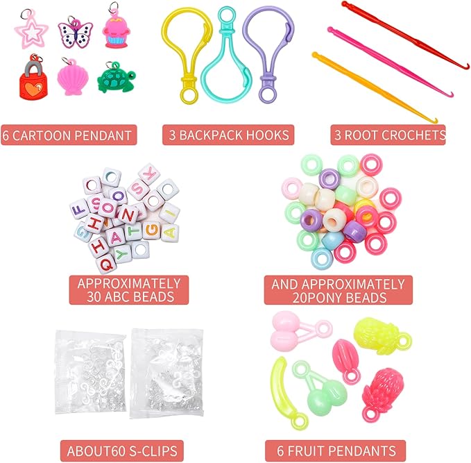 XKDOUS 24 Colors Rubber Band Bracelet Kit, Bracelet Making Kit for Art and Craft, Rubberband Bracelets kit for Kids Ages 6+