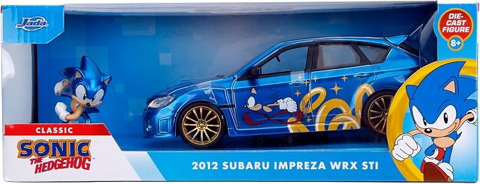 Jada Sonic The Hedgehog 1:24 2012 Subaru Impreza WRX STI Die-cast Car & Sonic Figure, Toys for Kids and Adults