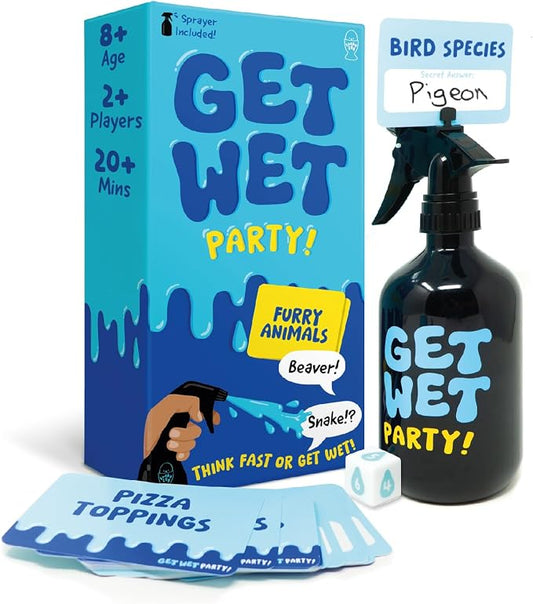 Lucky Egg Get Wet – Hilarious Category Party Games for Family Game Night – Family Board Games for Adults with Sprayer, Dice & 150 Category Cards – Best Family Games for Kids, Adults & Groups Ages 8+