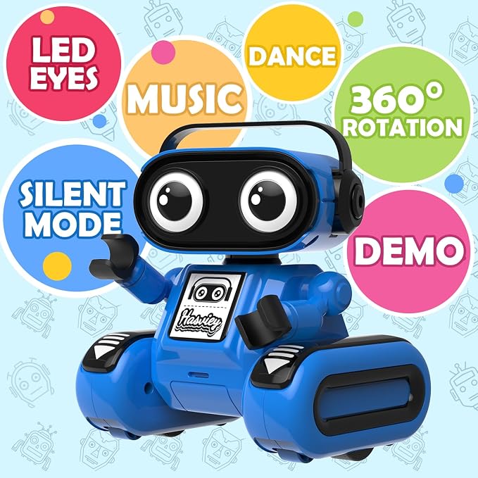 Blue Rechargeable Remote Control Robot Toy for Boys Ages 3+ | Auto Demo, Recording & Repeat, Flexible Head & Arms, Rechargeable RC Robot, Perfect Birthday & Christmas Gift for Little Boys