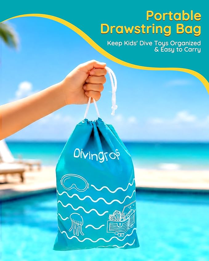 30 Packs Summer Pool Diving Swimming Essentials Toys for Kids, Fun Swim Games Sinking Set, Underwater Dive Gifts with Storage Bag Include Torpedo Gems Shark Rings Sea Animals for Boys Girls Toddlers