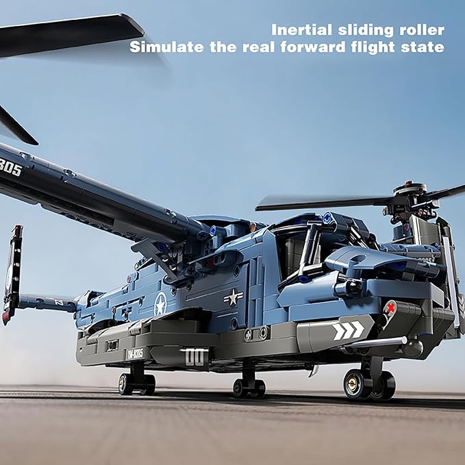 Chodia Military Helicopter Building Blocks Set,Fighter Jet Model Toys,V-22 Osprey Army Airplane Kits with Ratoting Propeller,STEM Christmas Xmas Birthday Gifts for Adult Boys Teens 8-14 14+(1486PCS)