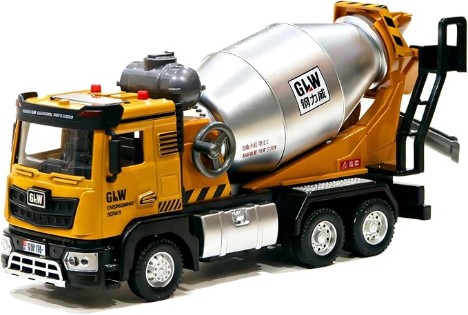 Construction Trucks Toy 1:40 Semi-Alloy Simulation Model Lights & Sounds Educational Engineering Vehicle for Kids Mixer Truck