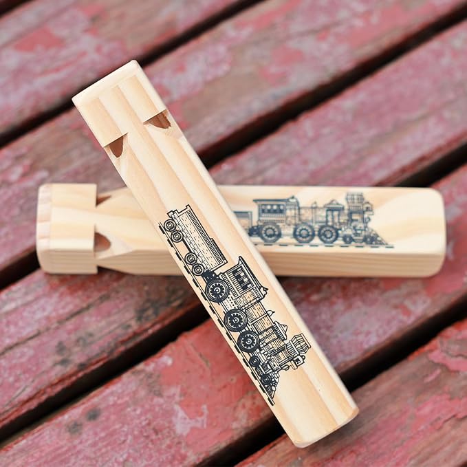 Solid Wood Train Whistle 4 Tone Musical Toy for Kids (1 pack)