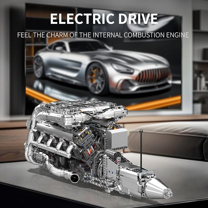 Mould King V8 Twin-Turbo Engine Model Kit That Runs, Mini Engines Building Blocks Set for Adults with Battery and Motor, Engineering Construction STEM Toy for Teens(2899 PCS)