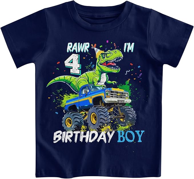 Lovekider 2-5 Years Birthday Boy Shirt Construction Party T-Shirts Excavator Cotton Short Sleeve Tee Dark Grey