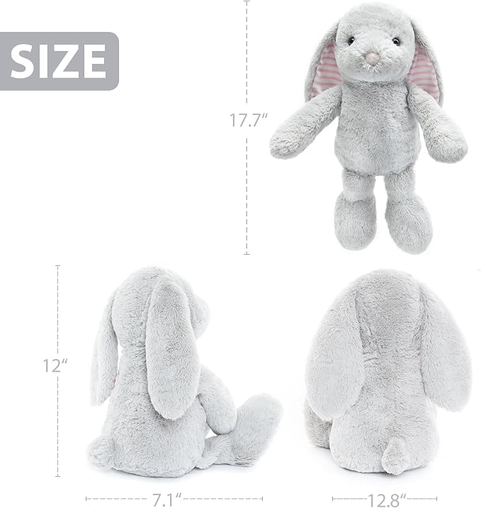 WEIGEDU Gray Bunny Rabbit Stuffed Animals Plush Toys for Kids Girls Boys Baby Birthday Bedtime Gift, 17.7 inches