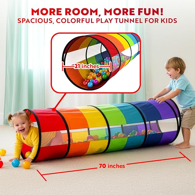 Extra-Large Play Tunnel for Toddlers 1-3 Years – Pop-Up Baby Crawl Tube, Sensory Activity, Indoor & Outdoor Kids Toy, Collapsible for Easy Storage