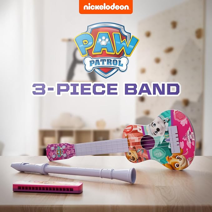 Lollipop Paw Patrol for Girls: Paw Patrol Adventure Trio - Rescue Harmonica, Ukulele, and Flute Toddler Musical Instruments Set