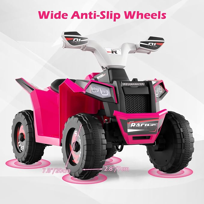 OLAKIDS 6V Kids ATV with Removable Trailer, Forward Backward Function, Widened & Wear-Resistant Wheels, Ride On Toy for Toddlers (Pink)