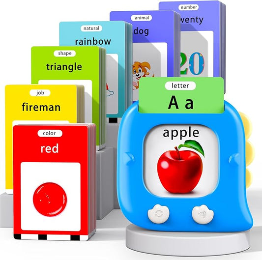 Kidzdo Dinosaur Talking Flash Cards with 254 Words, Christmas Birthday Gifts for 2 3 4 5 6 Year Old Boys and Girls, Educational ABCs Learning Toys, Toddlers Pocket Speech Therapy Toys, Blue
