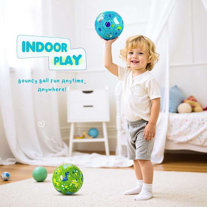 INPODAK Soccer Ball Size 3 Size 2 for Toddlers Kids 1-3 3-8, 1 or 2 Pack Cartoon Small Dinosaur Unicorn Soccer Ball Gifts for Girls Boys, Indoor Outdoor Sports Play Toys Birthday Gifts with Pump