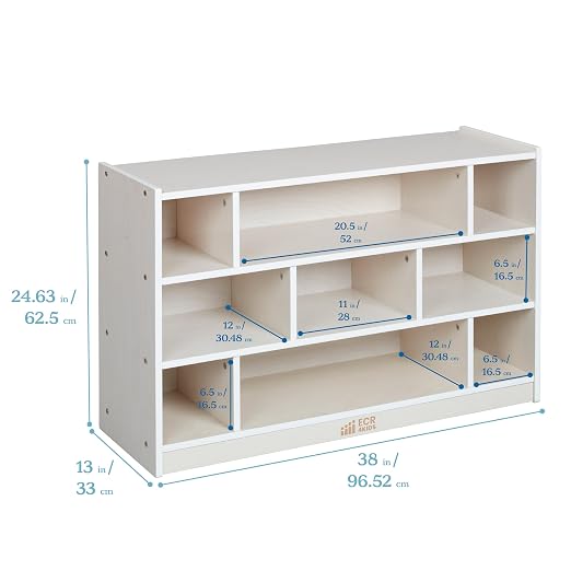 ECR4Kids Mobile Building Block Storage Cabinet, Medium, Classroom Furniture, White Wash
