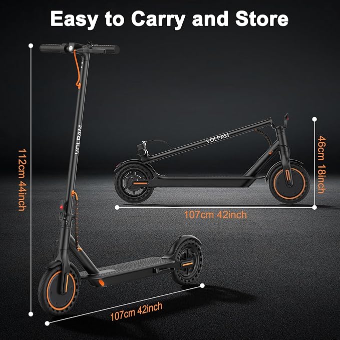 VOLPAM Electric Scooter, 350W/500W/800W/1000W/250W Powerful Motor & 19/22/ 9 MPH Top Speed, 16-28-10 Miles Long Range, Folding E Scooter Choice