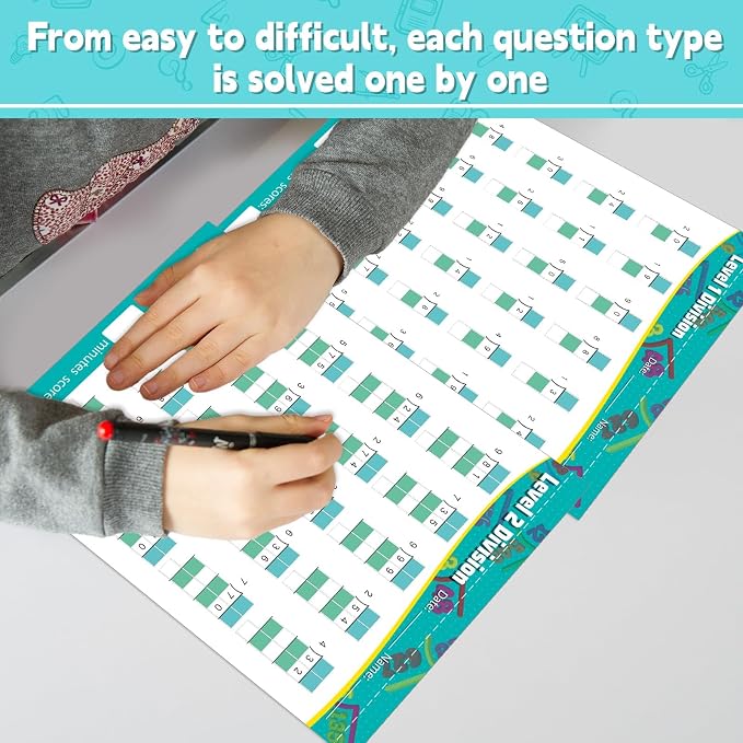 56 Pages Math Worksheets Division Practice Math Problem Workbook for 3rd 4th 5th Grade Students Age 7 8 9 10 11 Yeas Old Kids Early Childhood Education Materials Double & Triple Digit Division-Level 6