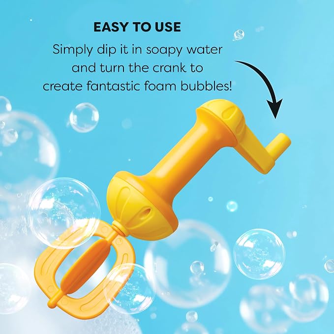HABA Toddler Bath Toys: Bubble Bath Whisk for Sensory Play, Bubble Maker for Bathtub and Fun Beach and Water Toys for Toddlers, Yellow