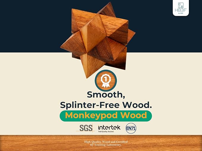 BSIRI Adults Games Gifts Wooden Star Cube Puzzle Game Brain Teasers of the Logic Game Adults Seniors and Teen to Challenge Puzzles for Fun Entertaining Things and Fun Tools of Parents