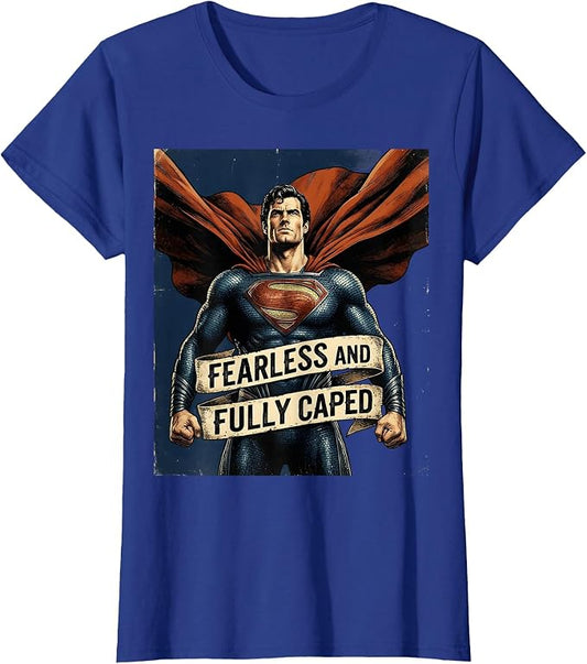 Fearless and Fully Caped Superhero Design T-Shirt