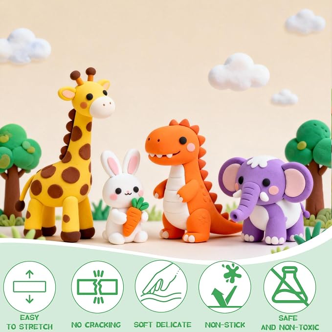 Air Dry Clay - 36 Colors Modeling Clay for Kids, Boys and Girls, Air Dry Clay Bulk Kit for Adults with 3 Sculpting Tools and Instructions, Safe, Non-Toxic, DIY Model Magic Clay Gifts Kids Toys