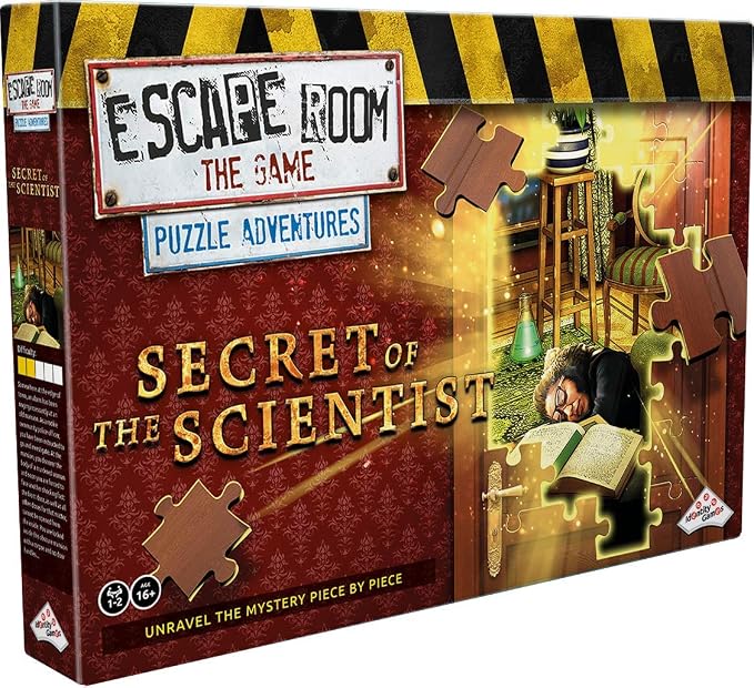 Escape Room: Puzzle Adventures - Secret of The Scientist Jigsaw Puzzle & Escape Room Board | 1-2 Players - Games for Family Game Night | for Kids and Adults Ages 16+ | English Version