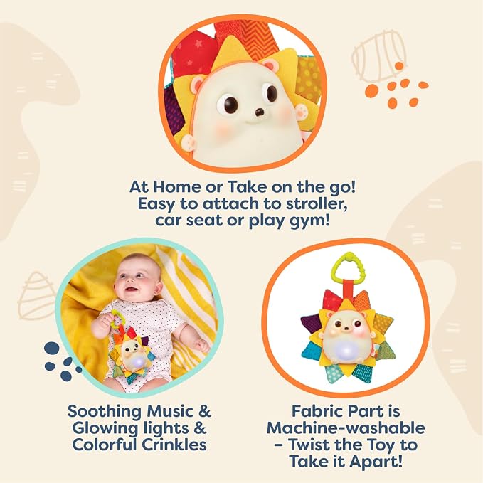 B. toys – Baby Musical Light-Up Hedgehog Toy with Lights & Sounds – Sensory Toy for Newborns, Babies – Music & Glowing Lights – RainGlow Buddy – 0+ Months