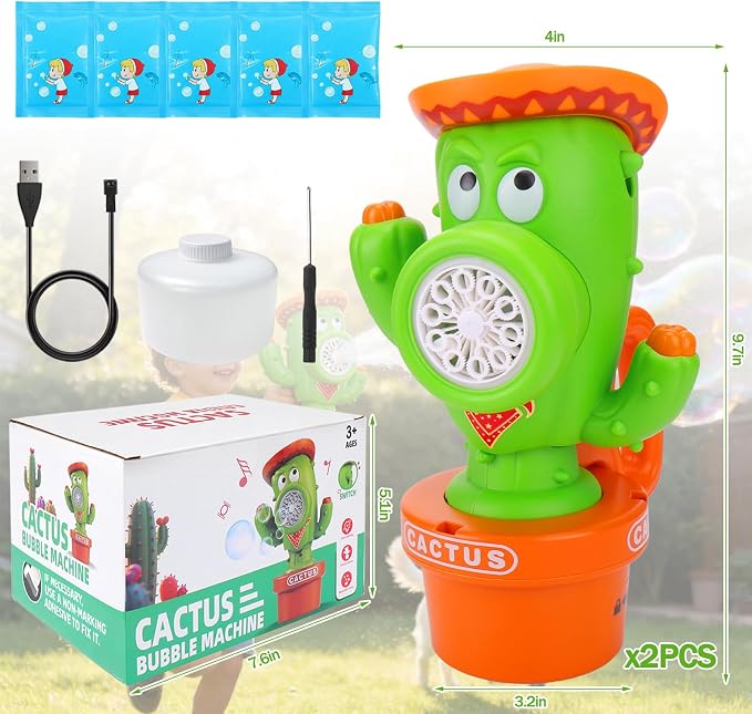 Palksky Bubble Machine for Kids Toddlers, 2PCS Rechargeable Bubbles Blower Maker with Lights for Parties, Automatic Bubbles Blower Machine for Outdoor Wedding Birthday Party