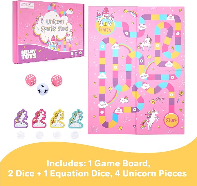 Unicorn Sparkle Sums I Kindergarten Math Games for Kids Ages 4-8 I Math Manipulatives 1st Grade I Addition and Subtraction Games