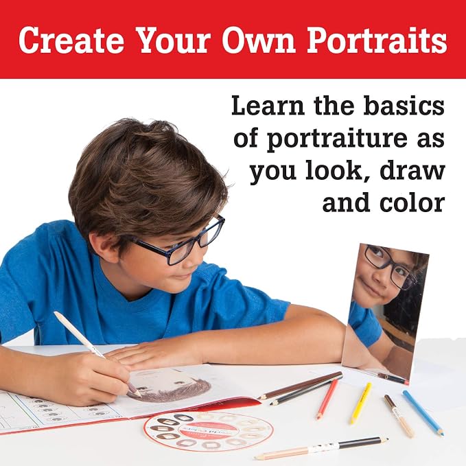 Faber-Castell World Colors How to Draw Faces Kit - Learn to Draw Portraits for Beginners - 40 Piece Skin Tone Coloring Pencils and Paper Art Set