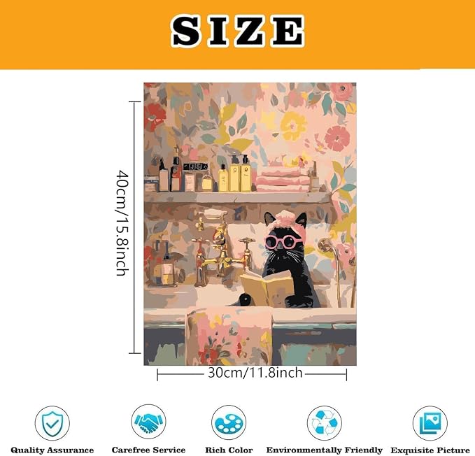 Paint by Numbers for Adults and Kids Beginner, Black Cat Painting by Number Kits On Canvas, Number Artist Paint by Number Kit DIY Oil Painting Acrylic Paints, Home Wall Decor Gift 12x16inch