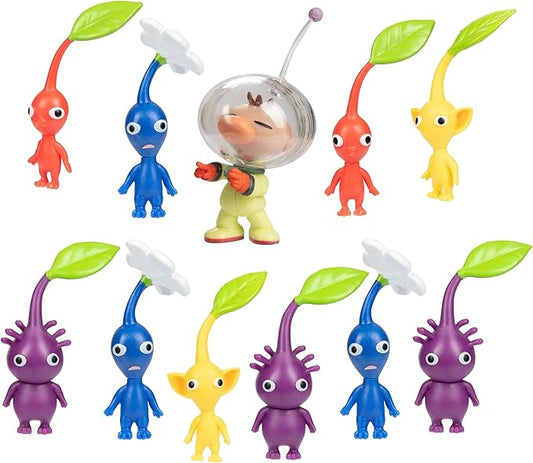 Nintendo Captain Olimar & Pikmin Action Figures Set – Includes 11 Highly Detailed Figurines - Pikmin Come in Colors Yellow, Red, Blue and Purple - Start Building Up Your Pikmin Universe!