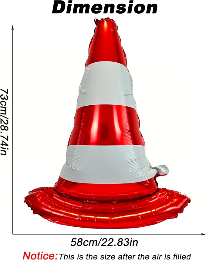 2PCS Self standing Racing Traffic Cones Foil Balloon car balloons for birthday boy race Themed party Baby Shower traffic cones party race track Decorations Supplies