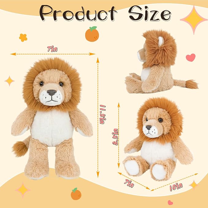 Stuffed Animal Plush Toy Soft Plushie Cuddly Lion Cute Plush Toy for Kids Toddlers Boys Girls Birthday Christmas Nursery Decor Party Favors
