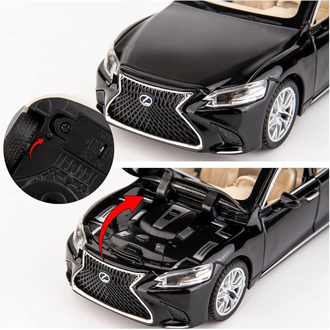 BDTCTK 1/32 Compatible for Lexus Ls500h Model Car, Zinc Alloy Pull Back Toy car with Sound and Light for Kids Boy Girl Gift(Black)