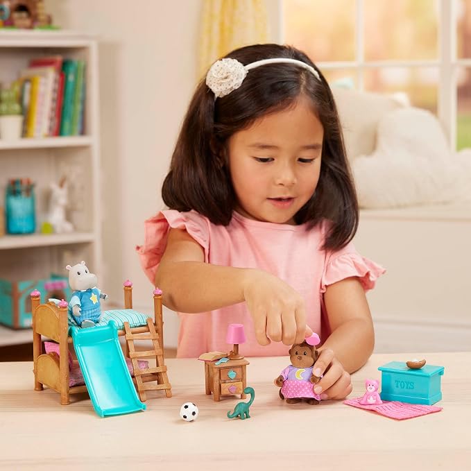Li'l Woodzeez – Bunk Bed Bedroom Set – Adorable Animal Figurines – Dollhouse Furniture – Imaginative Play for Kids Ages 3 Years and Up – Colorful & Durable – Encourages Creative Storytelling